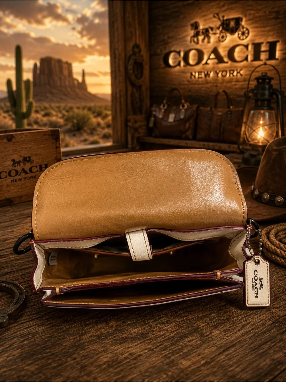 Coach 1941 Western Rivet Saddle Bag, crafted in smooth chalk-white glovetanned